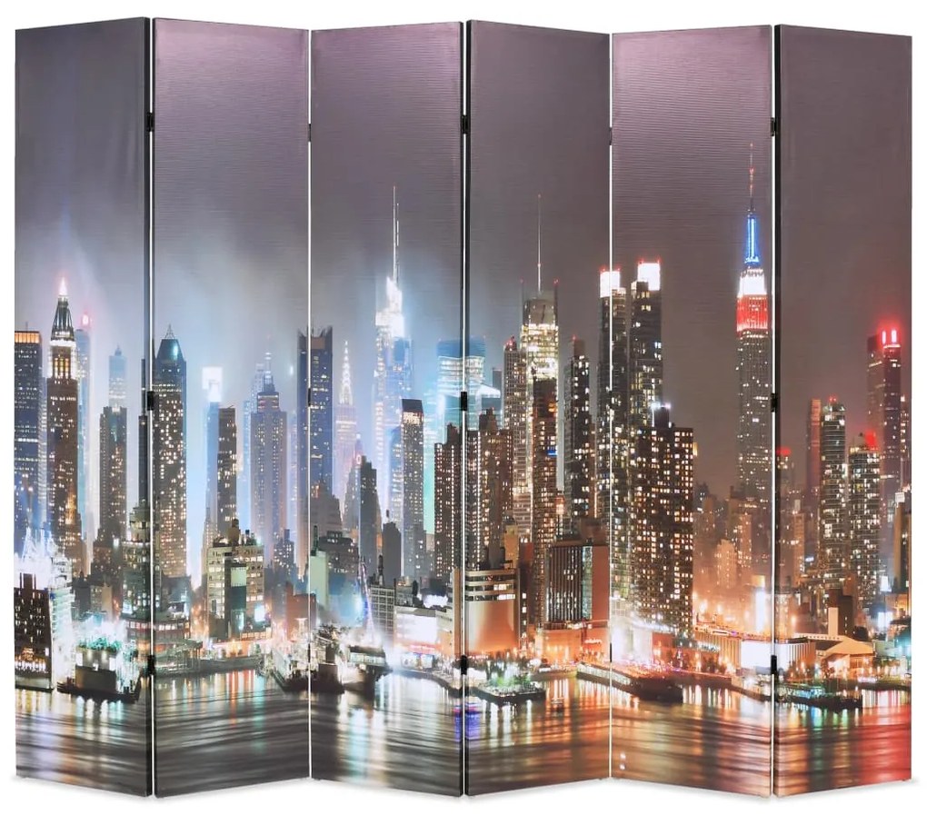 Paravento pieghevole 228x170 cm stampa new york di notte