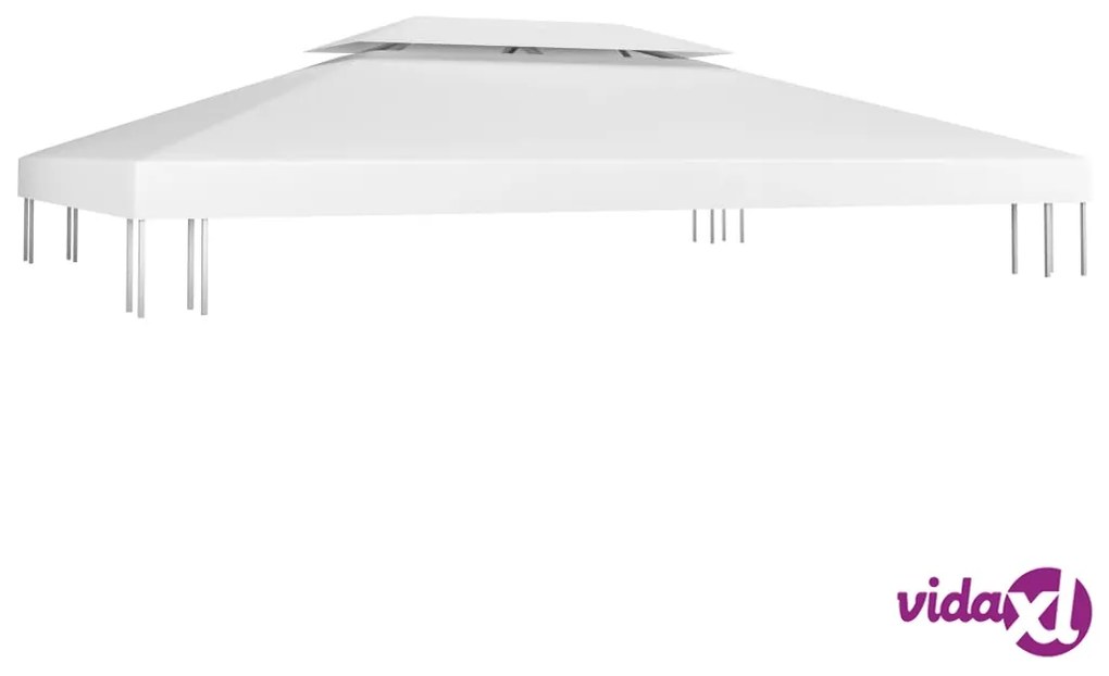 vidaXL Copertura Superiore per Gazebo a 2 Strati 310 g/m² 4x3 m Bianca