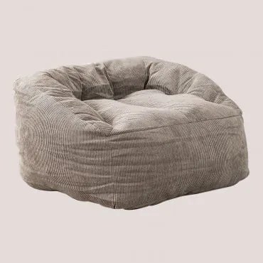 Poltrona Puff In Velluto A Coste (70 Cm) Thiago Grigio Chiaro - Sklum