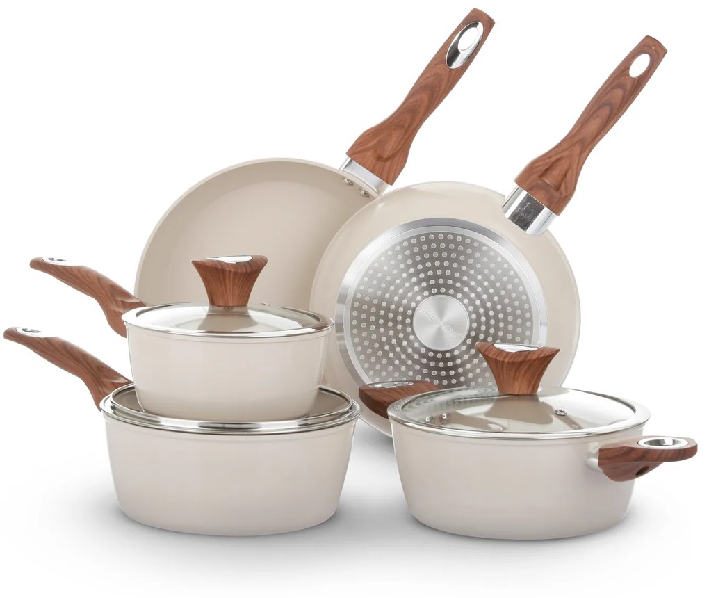 Batteria pentole 8 pezzi ceramica crema New Ceramic