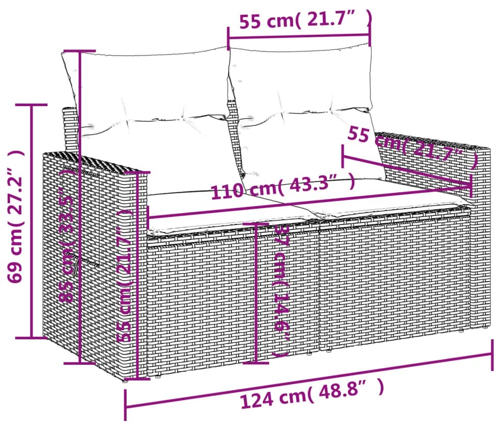 Set Divani da Giardino con Cuscini 8 pz Nero in Polyrattan