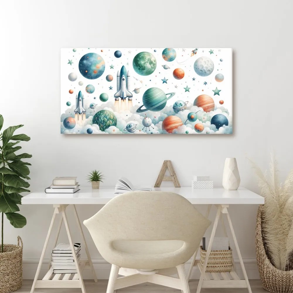 Quadro su tela – Lancio di razzi nello spazio