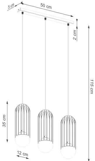 Sollux SL.1334 - Lampadario a sospensione con filo BRINA 3xG9/8W/230V nero