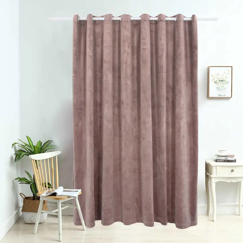 Tenda Oscurante Anelli İn Metallo Velluto Rosa Antico 290x245cm /