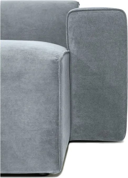 Divano componibile grigio (con penisola a destra) con rivestimento in velluto a coste Sting – Scandic