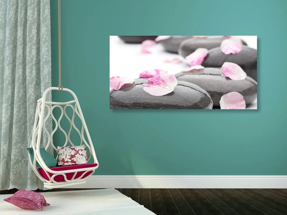 Quadro su tela – Pietre wellness con petali