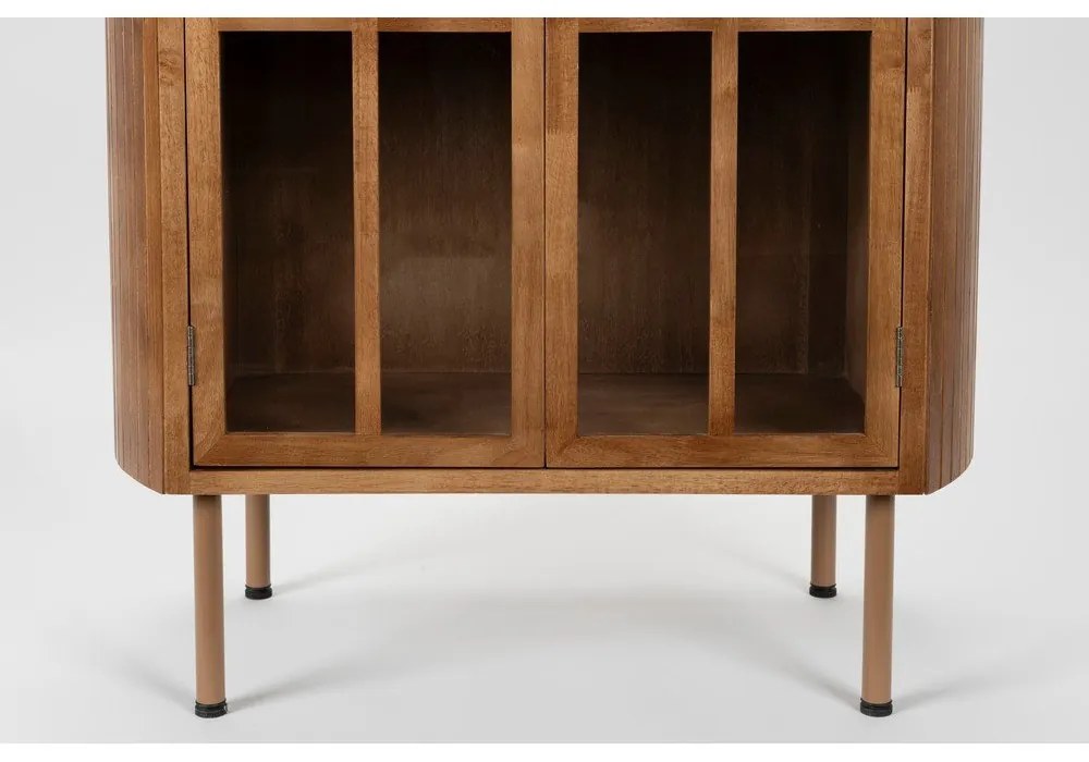 Vetrina di colore naturale in legno di cauciù massiccio 80x140x38 cm Yaz – White Label