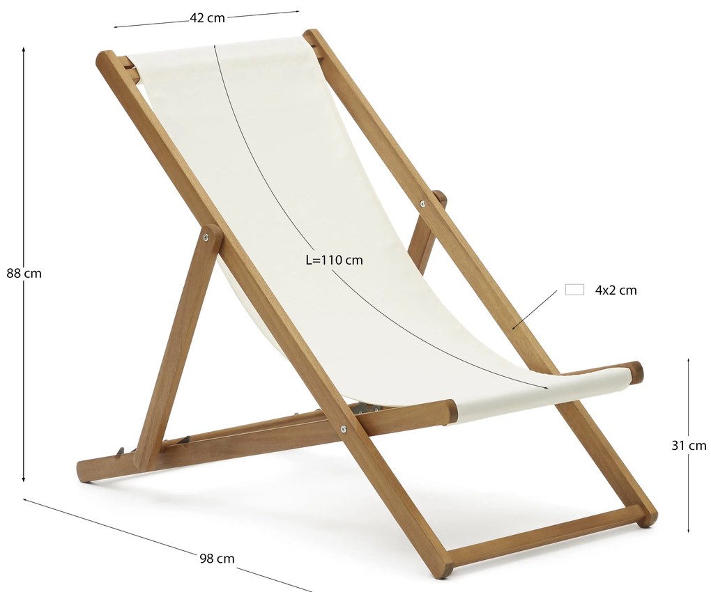 Kave Home - Amaca pieghevole da esterno Adredna in legno massello di acacia beige FSC 100%