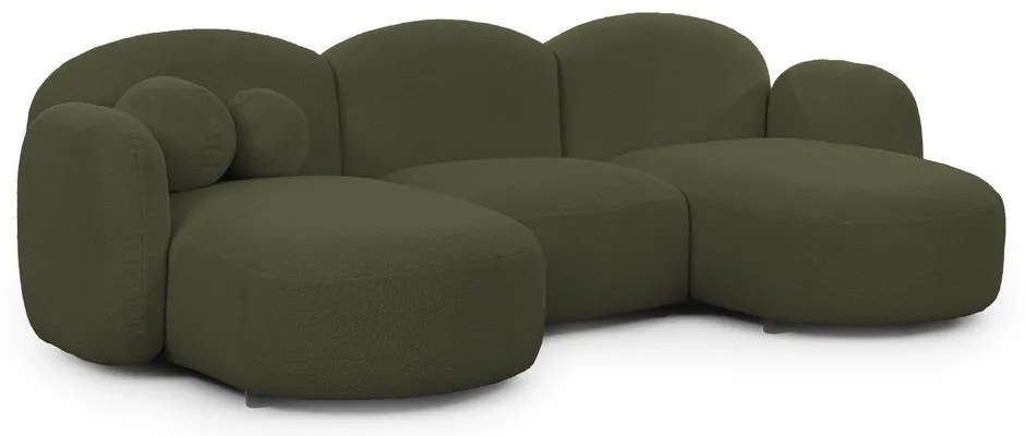 Divano angolare verde (a U) con rivestimento in bouclé Orbit – Ropez