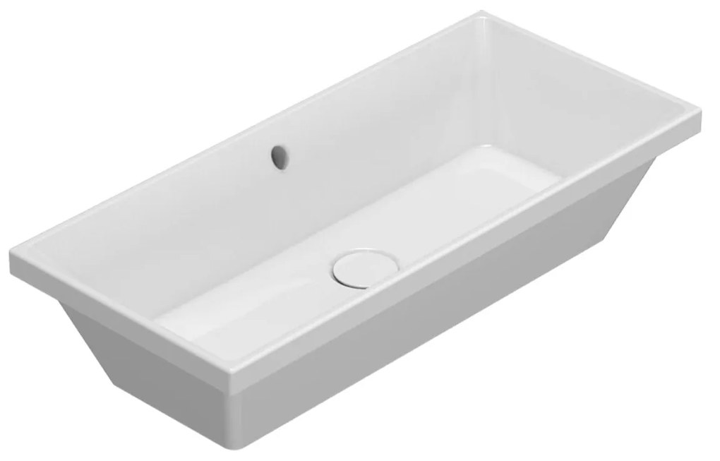 Globo Stockholm Lavabo 75x34 da Incasso o sottopiano con troppopieno in ceramica Bianco Lucido