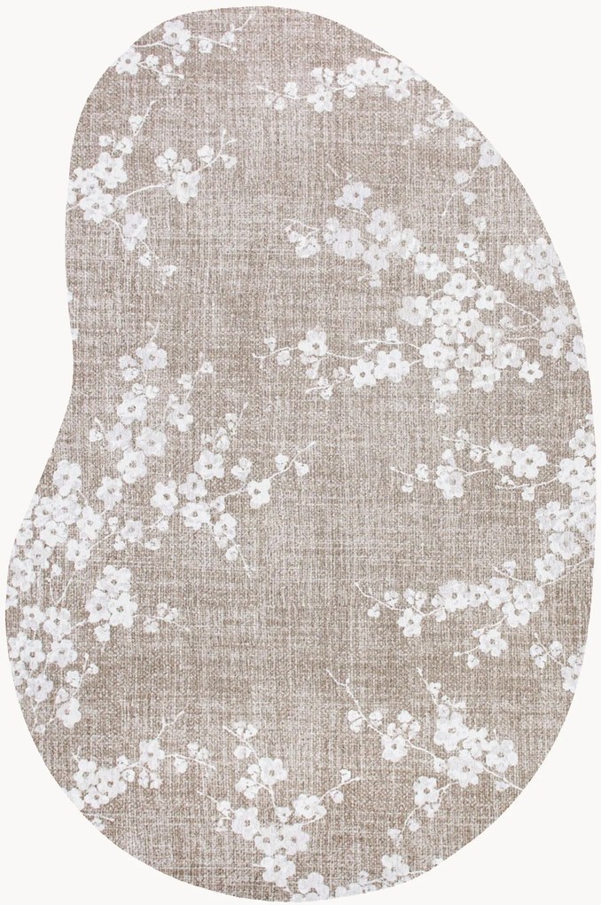 Tappeto jacquard lavabile da interno-esterno dalla forma organica Sakura