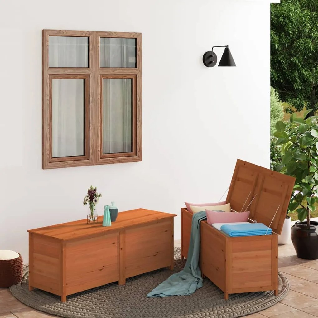 Scatola Cuscini Marrone 150x50x56 Cm İn Legno Massello Di Abete /