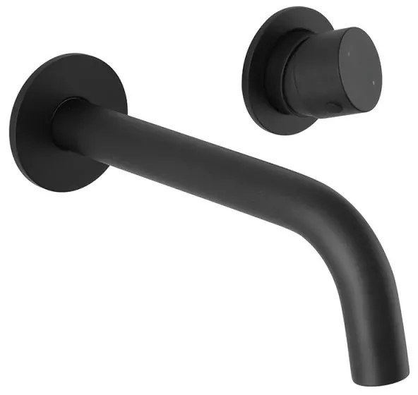 Miscelatore lavabo a muro nero opaco senza leva in acciaio inox Gemini