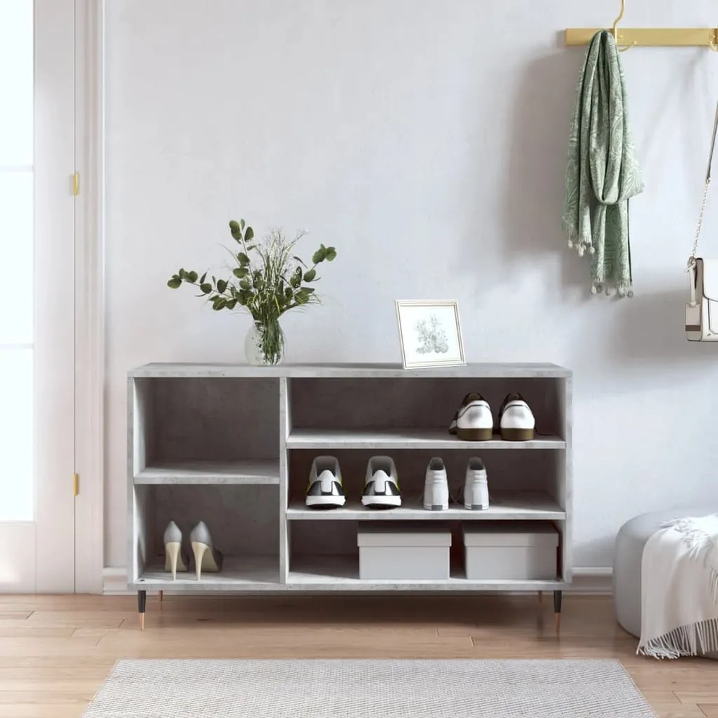 Scarpiera Grigio Cemento 102x36x60 Cm İn Legno Multistrato /