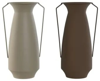 Vaso Home ESPRIT Marrone Beige Metallo 25 x 25 x 44 cm (2 Unità)