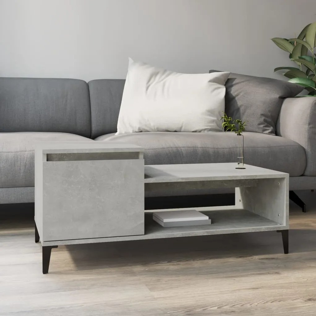 Tavolino Salotto Grigio Cemento 100x50x45 Cm Legno Multistrato /