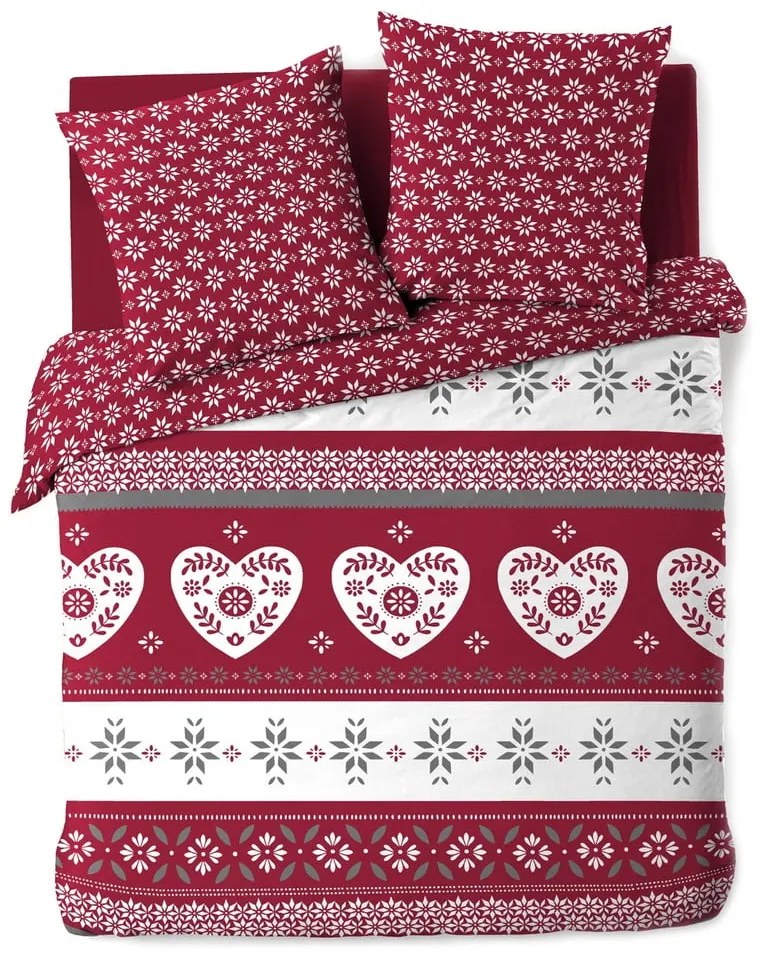 Biancheria da letto rossa in cotone per letto matrimoniale/per letto prolungato 240x220 cm Alpage – douceur d'intérieur