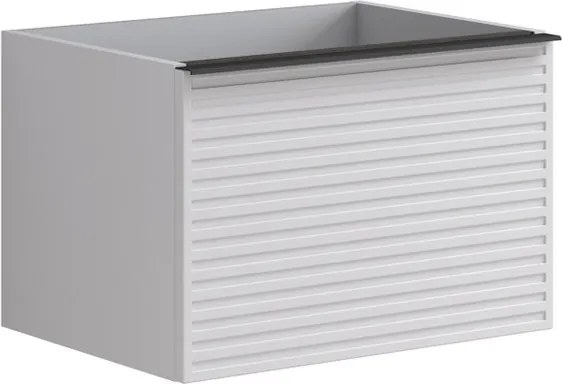 Mobile da bagno sospeso sotto lavabo Pixel stripes 2 cassetti L 60 x H 40 x P 45.5 cm bianco laccato opaco, con maniglia alluminio nero opaco