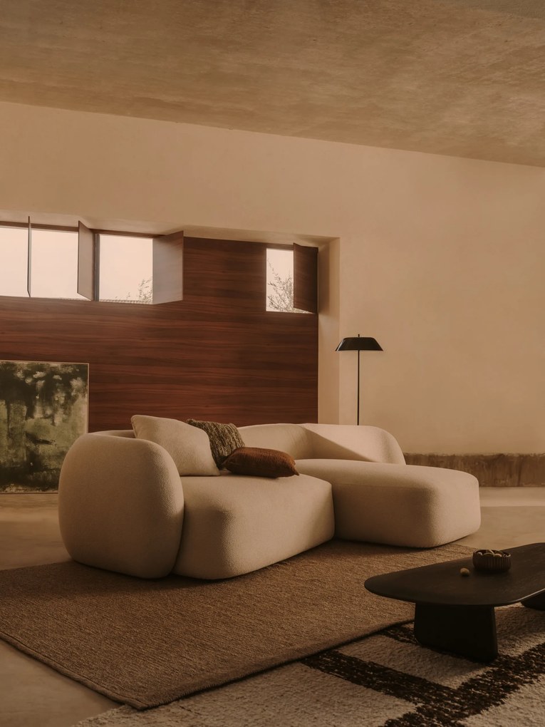 Kave Home - Divano modulare Martina 3 posti con chaise longue destra Ã©cru 287 cm