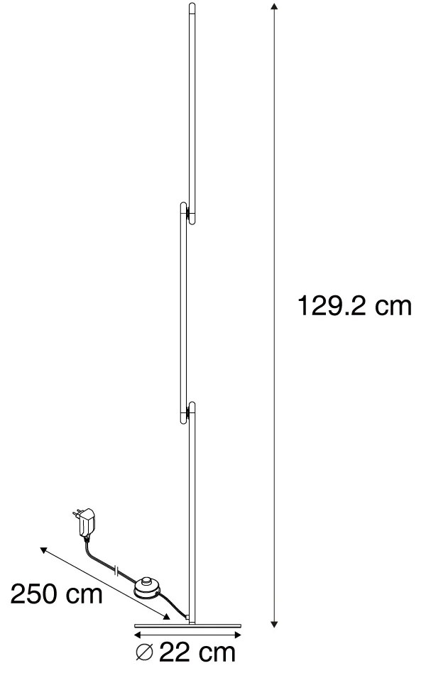 Lampada da terra di design nera con LED dimmerabile a 3 livelli - Gate