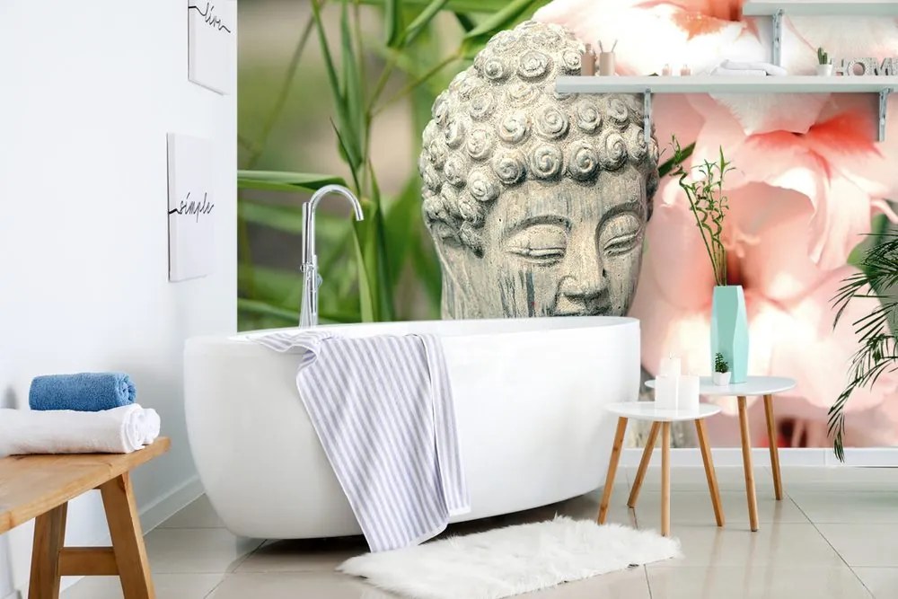 Carta da parati autoadesiva – Statua di Buddha nel giardino Zen