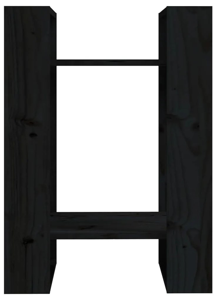 Libreria/Divisorio Nero 41x35x57 cm in Legno Massello di Pino