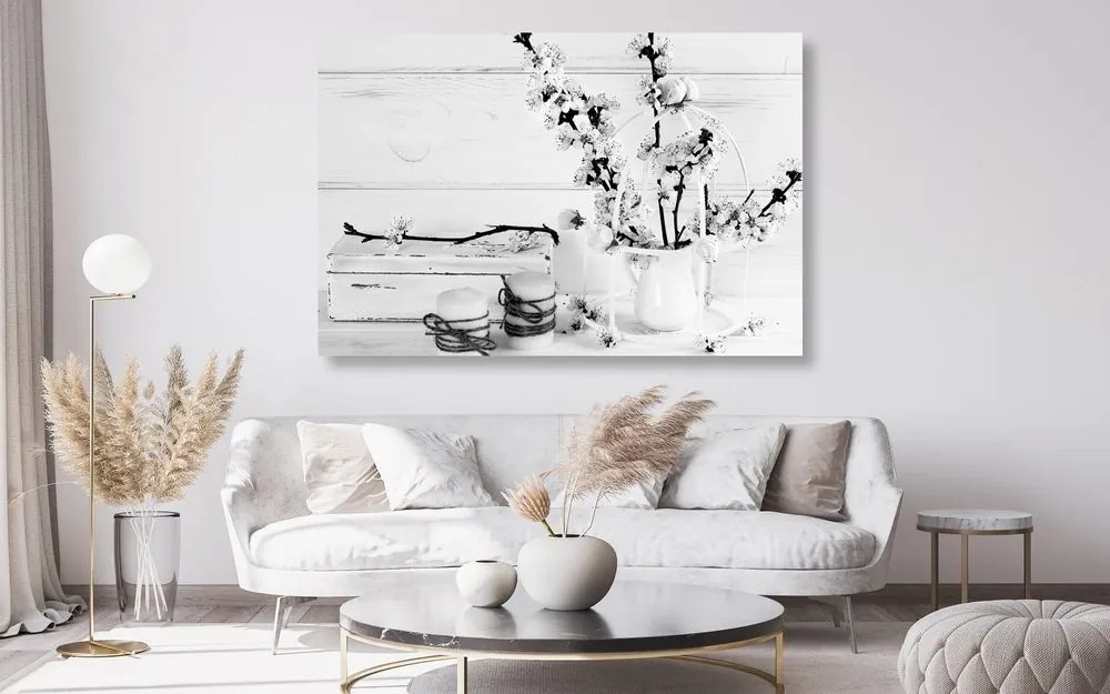 Quadro su tela – Natura morta rustica in bianco e nero
