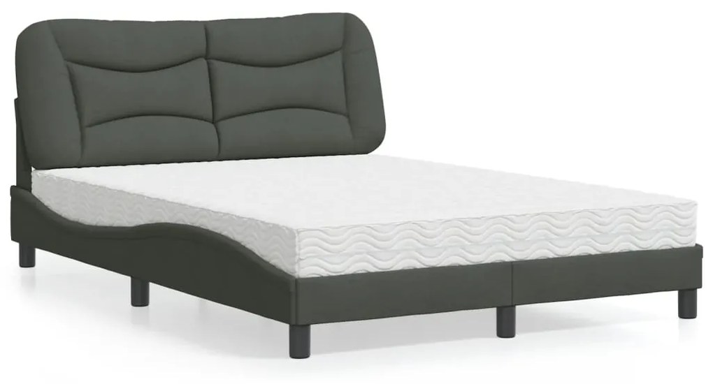Letto Con Materasso Grigio Scuro 140x190 Cm Tessuto /