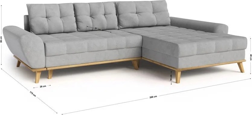 Divano letto angolare grigio chiaro (penisola a destra) Balitco - Ropez