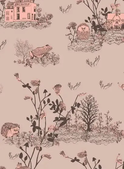 Sian Zeng Carta da parati Woodlands - Brown/ Pink