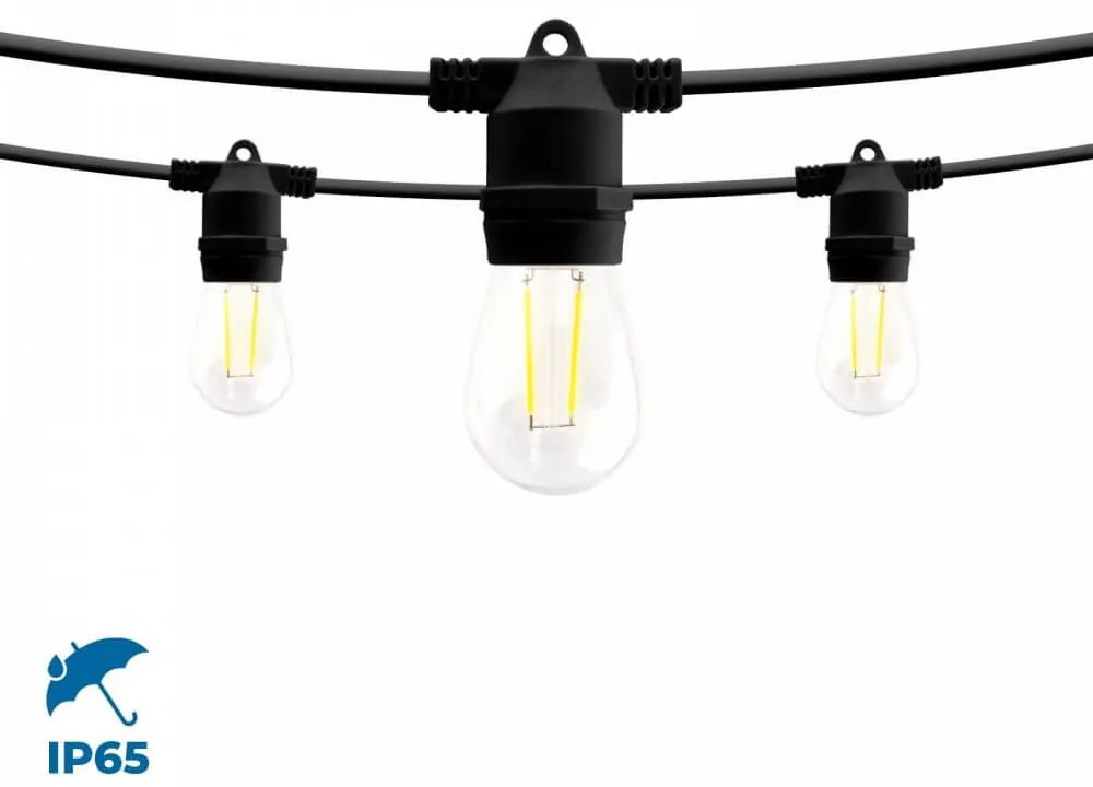Catenaria da 10m IP65 con 10 Portalampada E27 Nero Colore del corpo Nero