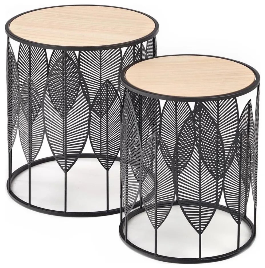 SET 2x Tavolino FOLLA diametro 33/40 cm nero