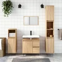 Set Mobili da Bagno 3 pz Rovere Sonoma in Legno Multistrato 3190224