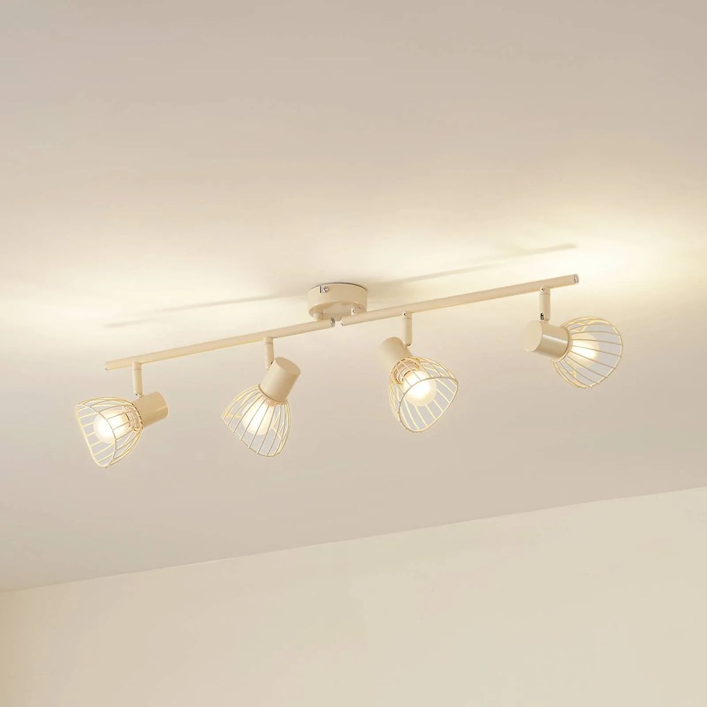 Plafoniera Lindby Piena, beige, a 4 luci, metallo, 70 cm