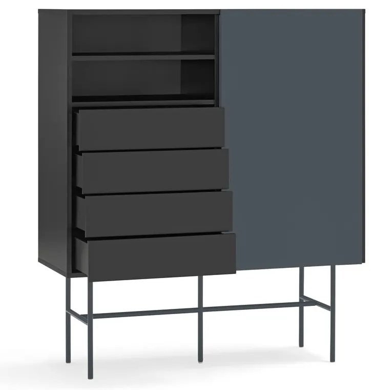 Cassettiera alta nero-antracite con ante scorrevoli 120x140 cm Nube - Teulat