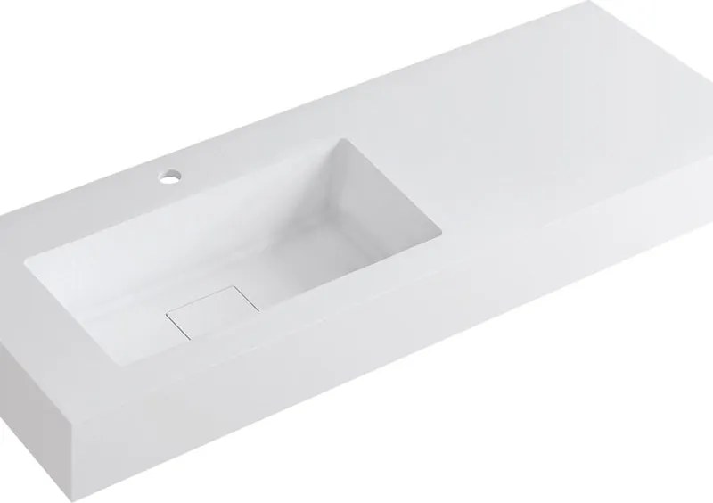 Lavabo a incasso rettangolare vasca a sinistra L 120.5 x H 15 x P 46 cm in resina bianco opaco