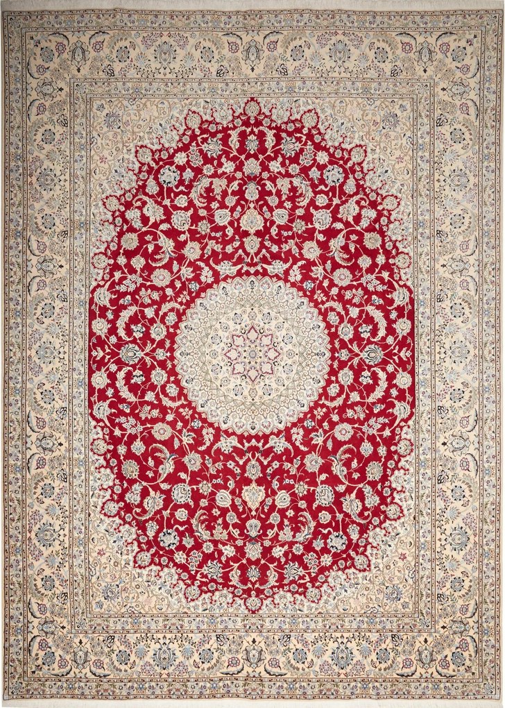 Nain Tappeto 410x290 Rosso (Iran) Annodato A Mano