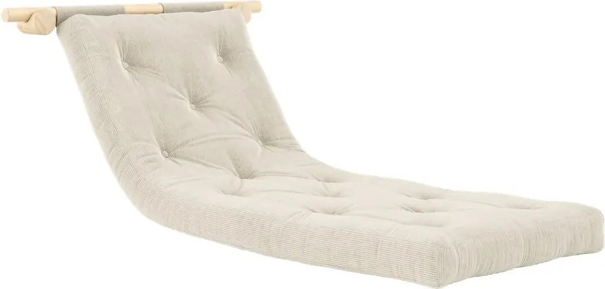 Poltrona color crema allungabile con rivestimento in velluto a coste Hooked – Karup Design