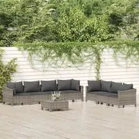 Set Divani da Giardino 8 pz con Cuscini in Polyrattan Grigio 3187267