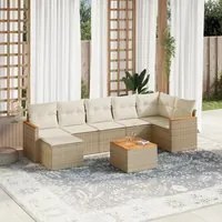 Set Divano da Giardino 8 pz con Cuscini Beige in Polyrattan 3226198