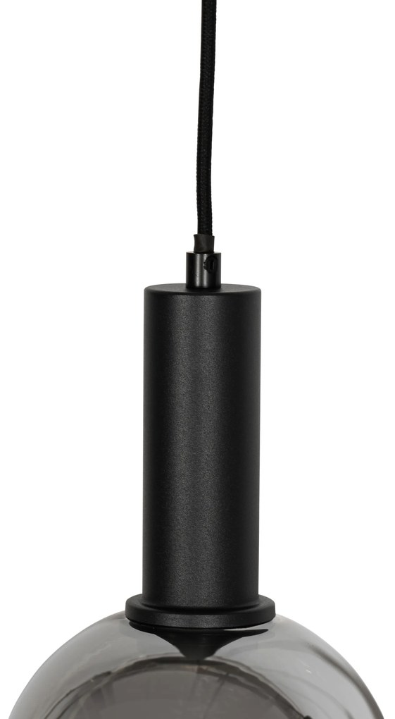 Lampadario Art Déco nero con vetro fumé 4 luci - Josje