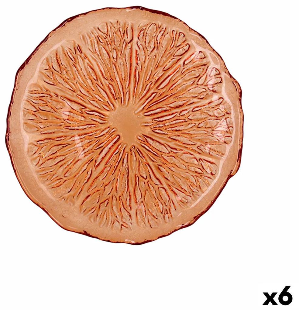 Piatto Piano Quid Acid Arancio Vetro 21 x 2 cm (6 Unità)