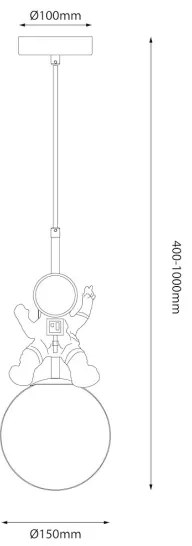 Lampadario a sospensione per bambini ASTRONAUT 1xE27/60W/230V diametro 15 cm oro/beige