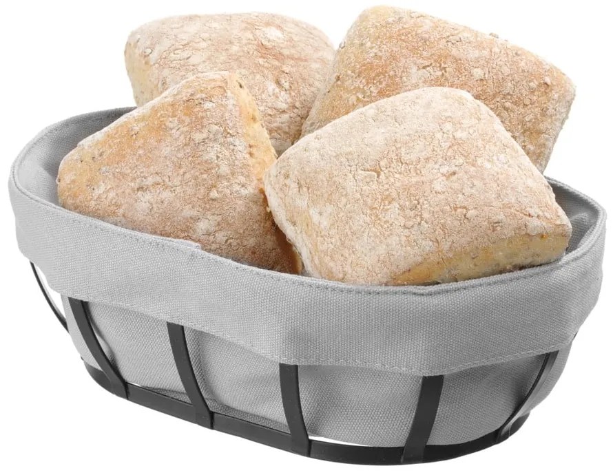 Cestino per il pane nero e grigio con fodera in tessuto , 16 x 25 cm - Hendi