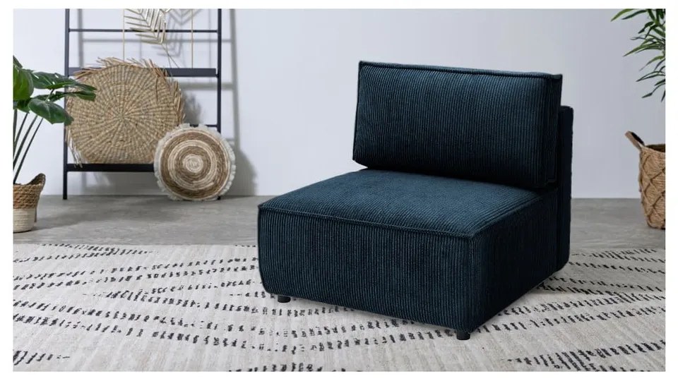 Modulo divano in velluto a coste blu scuro, pezzo centrale Nihad modular - Bobochic Paris