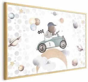Poster - Bear in a Race Car Cornice d'oro 60x40