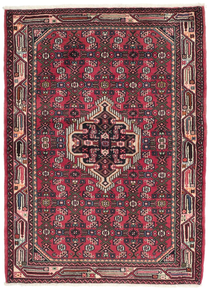 Hamedan Tappeto persiano 110 x 150 Rosso (Iran) Annodato A Mano