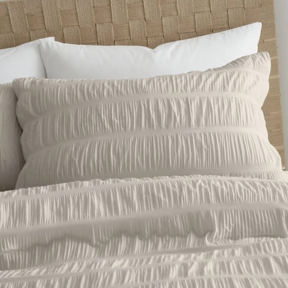 Set copripiumino e federa beige in crêpe per letto matrimoniale e per letto esteso 230x220 cm Seersucker – Catherine Lansfield