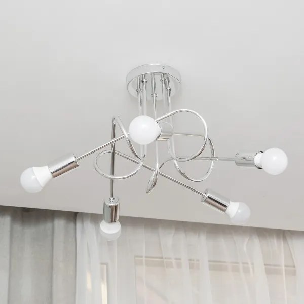 Lampadario a montaggio superficiale OXFORD 5xE27/15W/230V cromo lucido