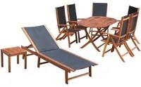 Set da Pranzo da Giardino 9 pz con Cuscini Massello di Acacia 42649